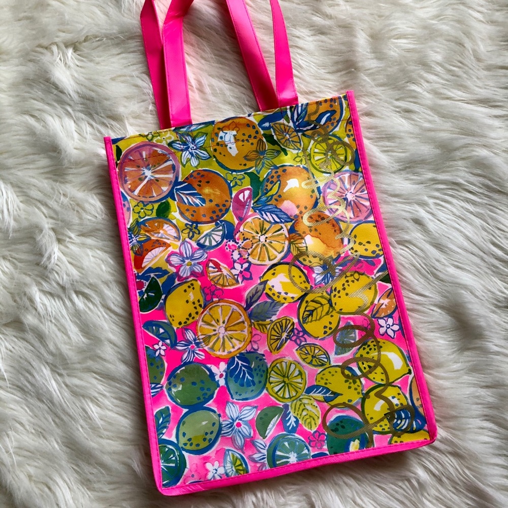 Lilly Pulitzer reusable citrus shopping tote bag